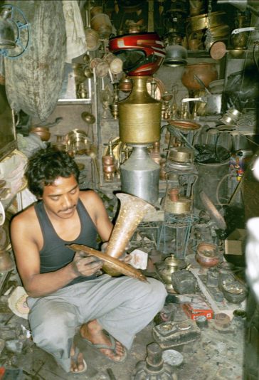 Repairing pots, Kathmandu, Nepal